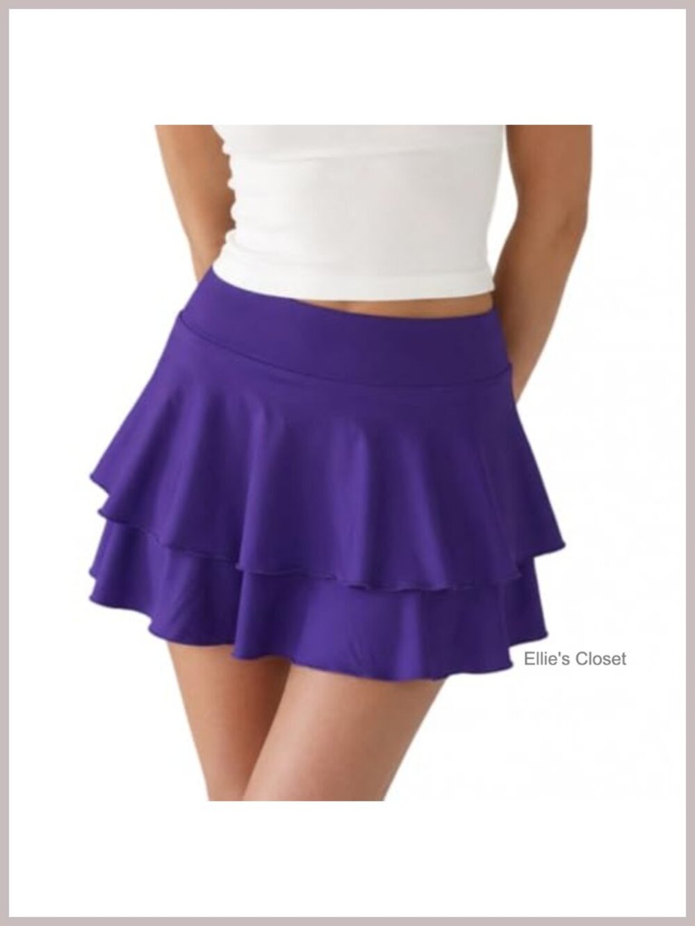 Women Ruffle Mini Skirt Pleated Layered High Rise Elastic Waist A-Line